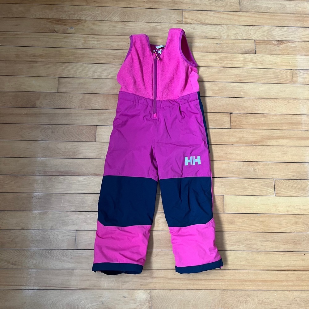 Helly Hansen Kids Pink Navy Blue Fleece Top Snow Ski Bibs Bunting Size 104/4